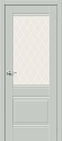Двери эмалит Прима-3 Grey Matt / White Сrystal