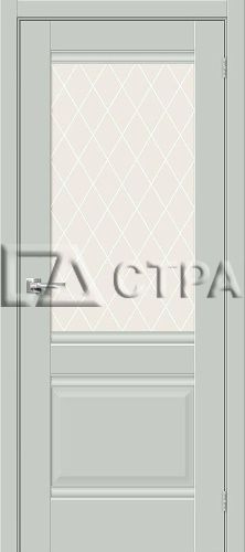 Двери эмалит Прима-3 Grey Matt / White Сrystal